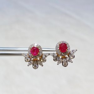 Mogok Ruby and Diamond Earrings