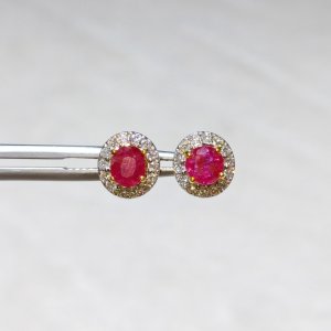 Mogok Ruby and Diamond Earrings