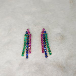 Newly released Mogok natural ruby, sapphire and Zambian emerald three-color pendant earrings