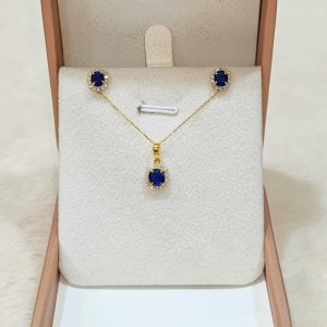 Newly released Moekoet Sapphire Diamond Hoop Earrings and Pendant Set
