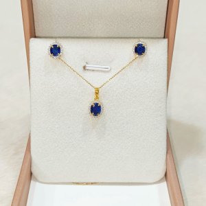 Newly released Moekoet Sapphire Diamond Hoop Earrings and Pendant Set