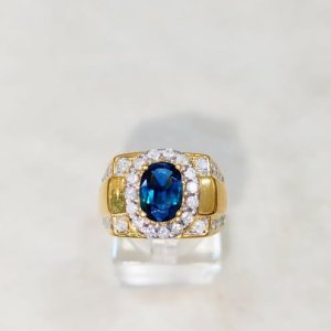 A newly released, luxurious men's ring with natural Mogok sapphire and diamond